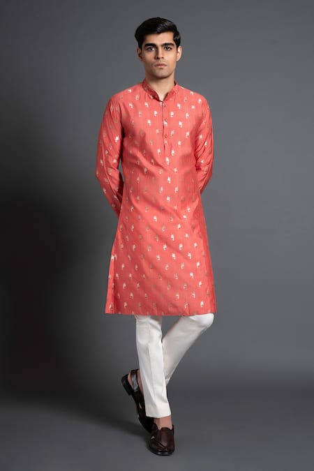 Raghavendra Rathore Jodhpur Chanderi Silk Floral Woven Kurta 