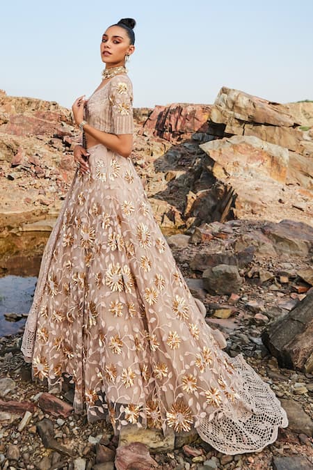 Nandita Thirani Floral Embroidered Bridal Lehenga Set 