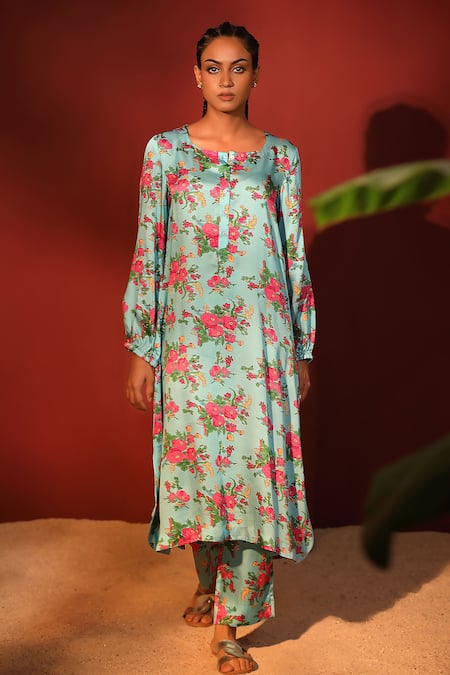 Shetab Kazmi Floral Print Kurta Pant Set 