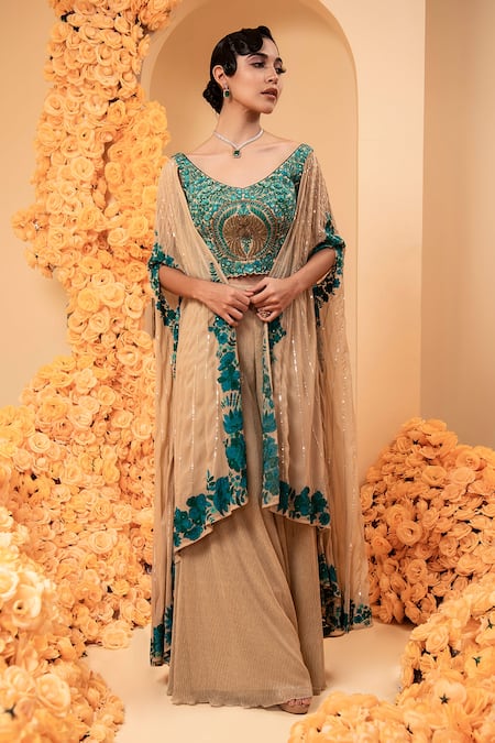 Adi By Aditya Khandelwl Embroidered Cape & Palazzo Set 