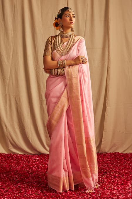 Paaprika Floral Handwoven Spun Silk Saree 