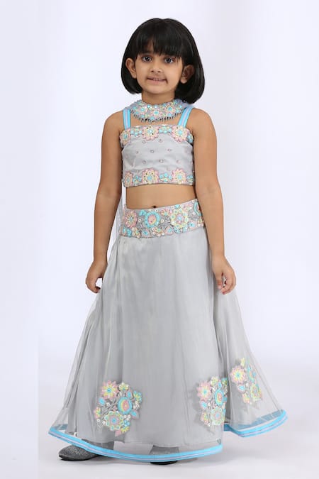 Buy Neha Gursahani Grey Tulle Embroidery, Beads Lehenga Set at Aza Fashions Buy_Neha Gursahani_Grey Tulle Embroidery, Beads Lehenga Set _at_Aza_Fashions