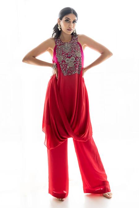 Sunita Bhandari Draped Tunic & Pant Set 