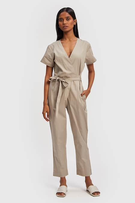 Reistor Solid Front Tie-Up Jumpsuit  