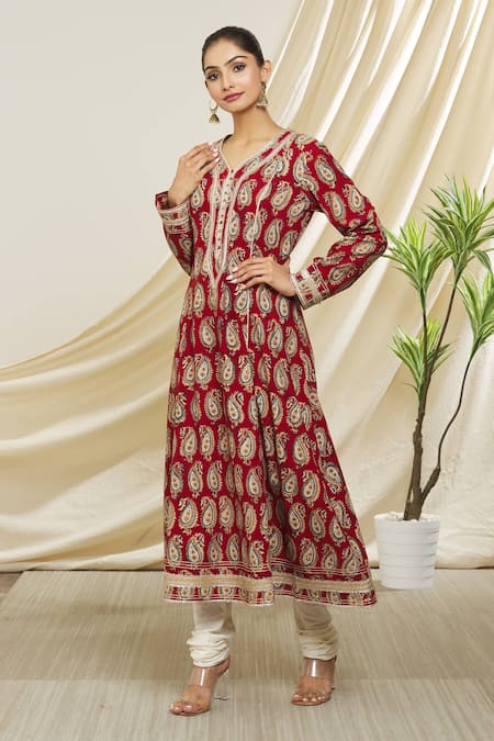 Peenacolada Kalamkari Paisley Print Anarkali 