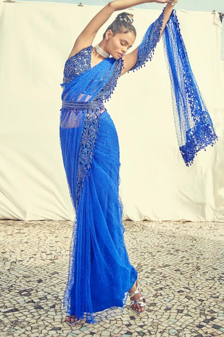 Buy Blue Sarees for Women by SAANJH BY LEA Online | Ajio.com