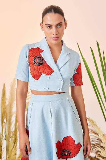 Shahin Mannan Poppy Double Breasted Crop Top 