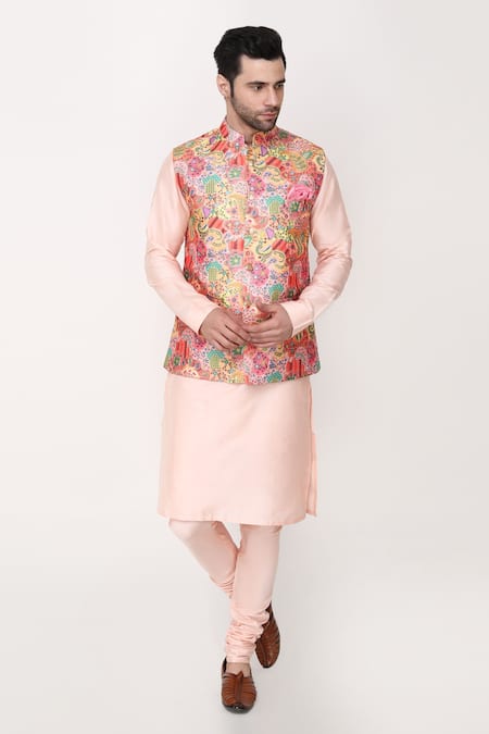 Manish Nagdeo Digital Print Bundi Jacket & Kurta Set 