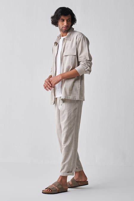 THREE Handwoven Cotton Shacket & Pant Set 