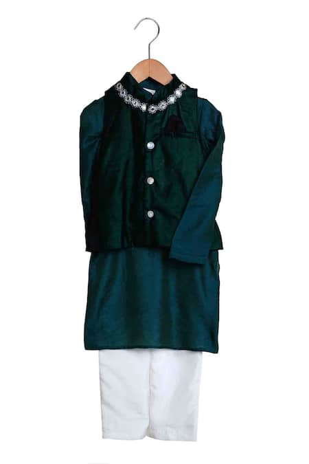 Mi Dulce An'ya Emerald Green Velvet Bundi Kurta Set 
