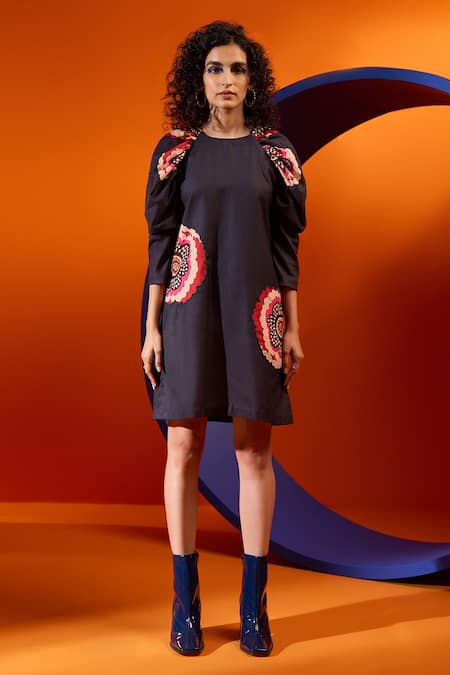 The Dramebaaz Co Glory Sleeve Printed Short Dress 