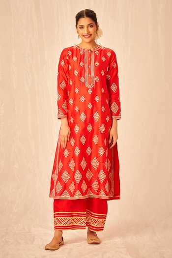 Gulabo By Abu Sandeep Gota Work Chanderi Silk Kurta 