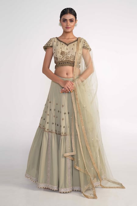 Merge Design Floral Embroidered Lehenga Set 