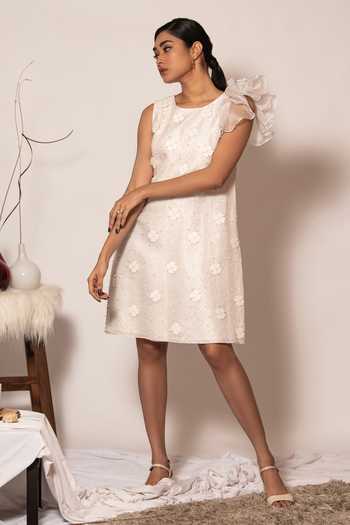 Buy Ivory Organza, Bamberg Silk, Lining Taffeta Floral, Isabella  Embroidered Dress For Women by Vanshika Agarwal Label Online at Aza  Fashions in AE