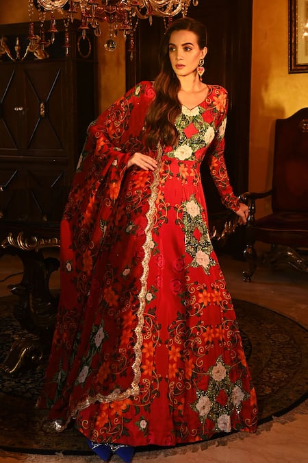 SANAM Juliette Floral Pattern Anarkali With Dupatta 