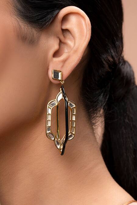 Isharya White Mirror Amina Long Earrings