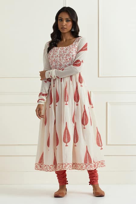 Buy Red Cotton Churidar For Women by Ikshita Choudhary Online at
