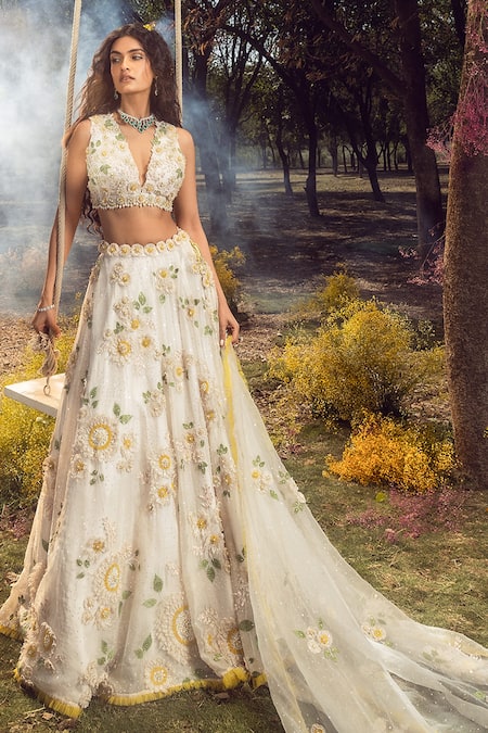 Nitika Gujral Floral Applique Lehenga Set 