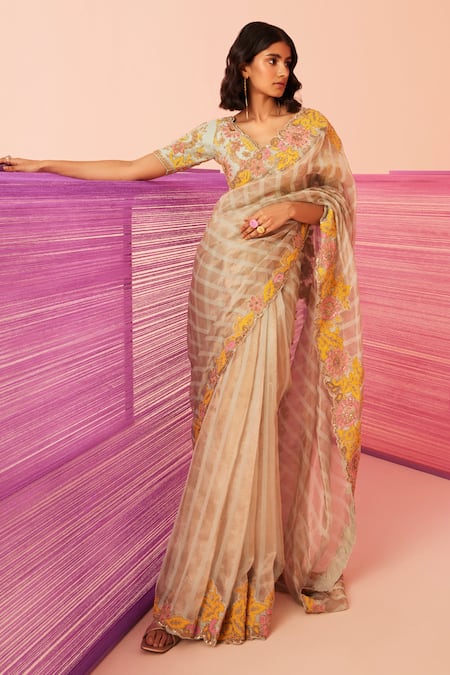 Grey pure khadi tissue silk partywear saree with net sequence blouse  #sequence #blouse #sa… | Pattu saree blouse designs, Silk saree blouse  designs, Sequence blouse