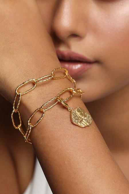 MNSH Gold Plated Virgo Zodiac Charm Bracelet 