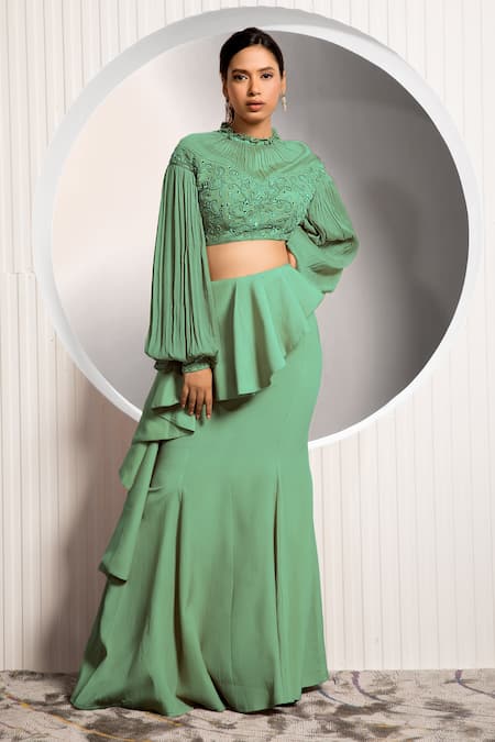 Jade By Ashima Bouquet Blouse & Ruffle Skirt Set 