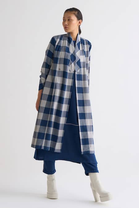 THREE Blue Melange Checkered Lapel Pattern Overlay 