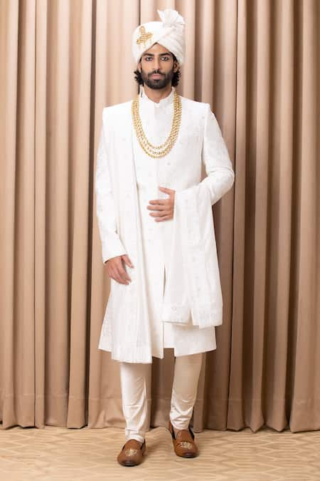 Ankit V Kapoor Hasan Embroidered Sherwani Set With Stole 