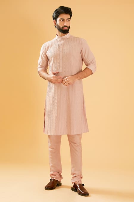 Raghavendra Rathore Blue Half Button Down Pleated Kurta 