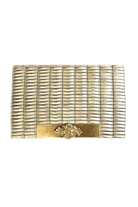 Kokommo Metallica Linear Hand Embroidered Clutch