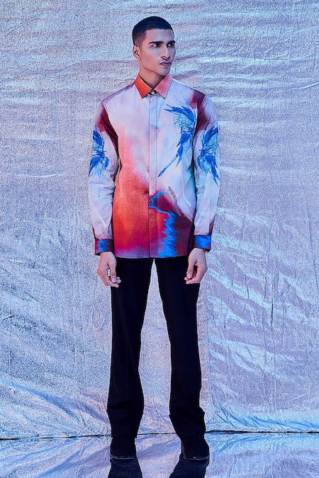 Line out line Abstract Splash Print Shirt 