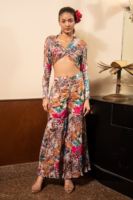 Soniya G Printed Knotted Top & Pant Set 