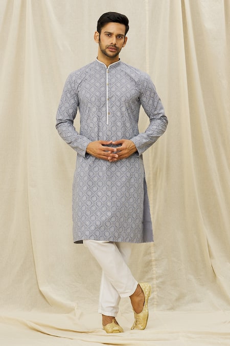 Aryavir Malhotra Printed Geometric Pattern Kurta 