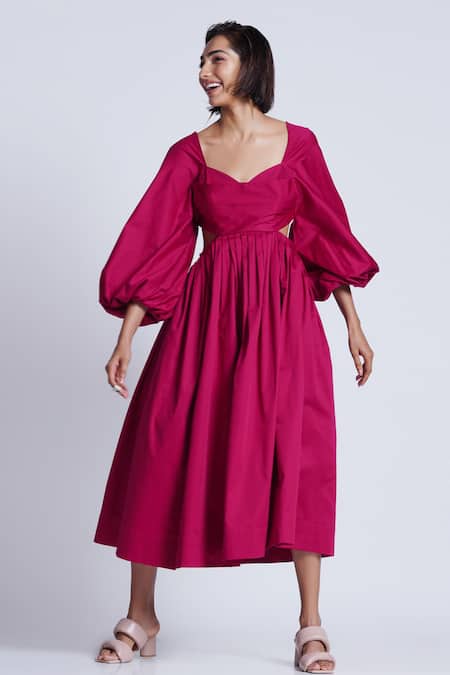 Ekastories Lady Margaret Cotton Waist Cutout Dress 