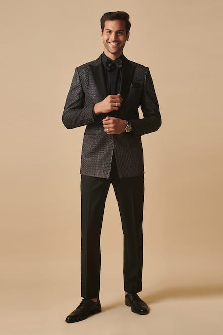 Philocaly Wool Silk Zari Embroidered Tuxedo 