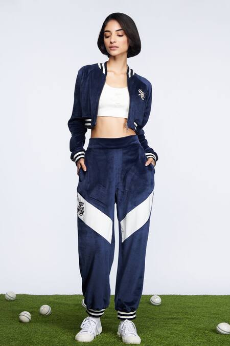 Buy Blue Velvet Joggers For Women by S N by Shantnu Nikhil Online