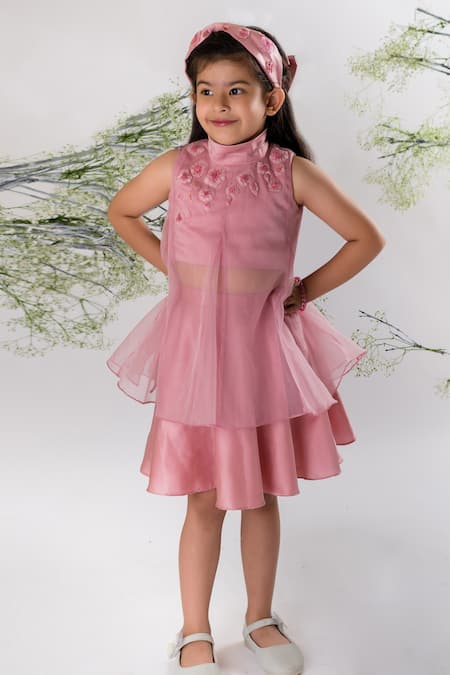 Lil Angels Floral Embroidered Top & Skirt Set 