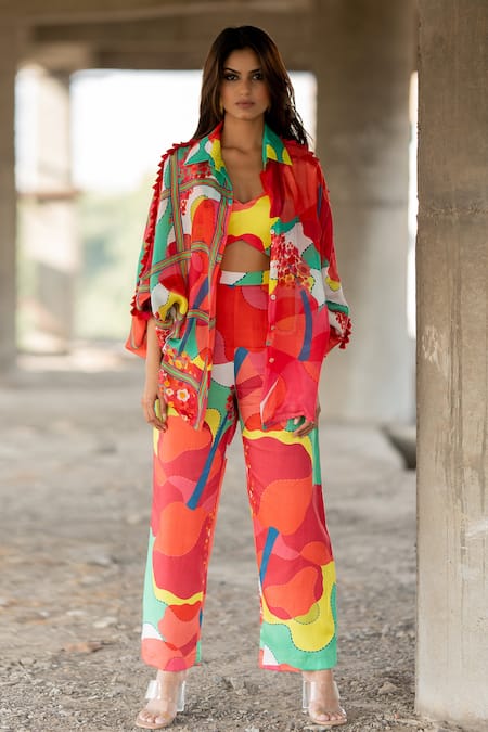 Pooja-Keyur Abstract Print Shirt With Pant 