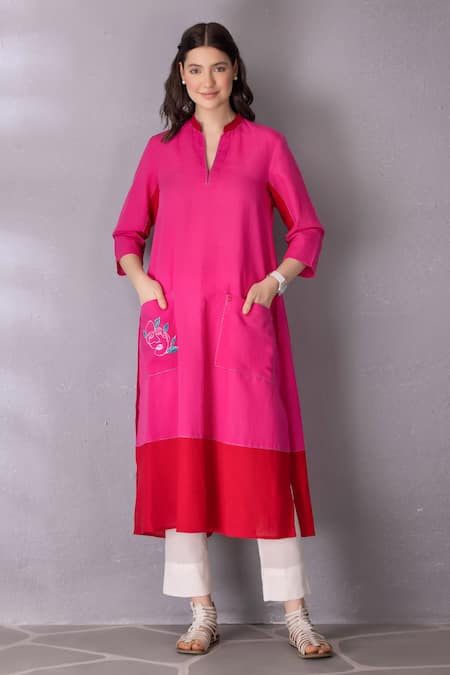 Tanu Malhotra Placed Abstract Face Embroidered Tunic With Pant 