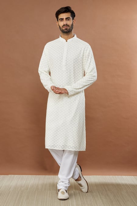 Aham-Vayam Nawaab Embroidered Kurta & Churidar Set 
