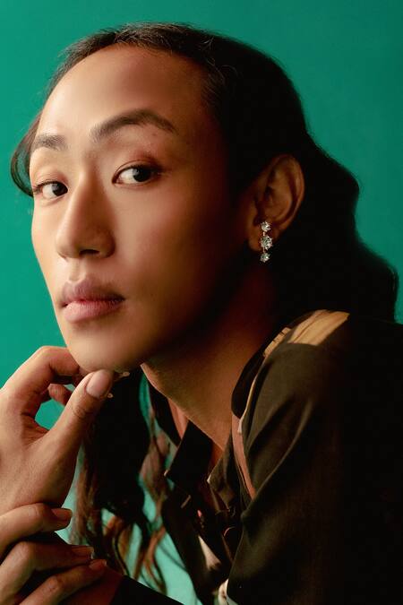 Shop Esme By Aashna Dalmia White Stone Round Shaped Studs at Aza Fashions Shop_Esme By Aashna Dalmia_White Stone Round Shaped Studs _at_Aza_Fashions