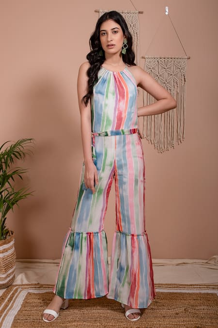 AROOP SHOP INDIA Mia Stripe Print Jumpsuit 