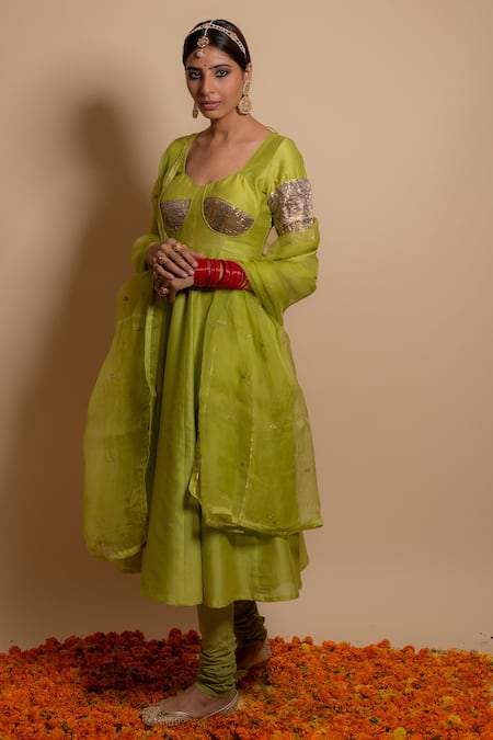 Kalakari by Akanksha Silk Chanderi Gota Embroidered Anarkali Set 