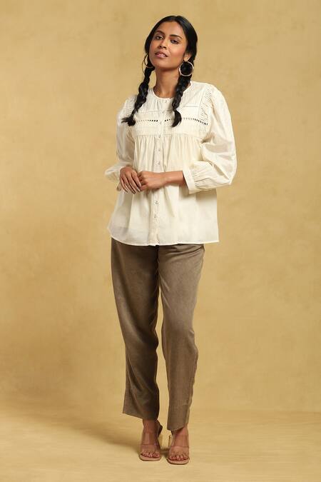 Buy Sadhna Albeli White Cotton Short Top For Women Online – Okhaistore