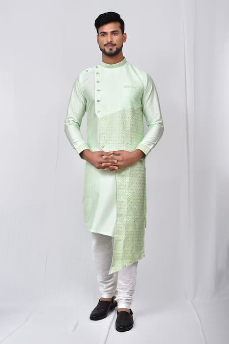 Adara Khan Green Art Silk Solid Kurta Set