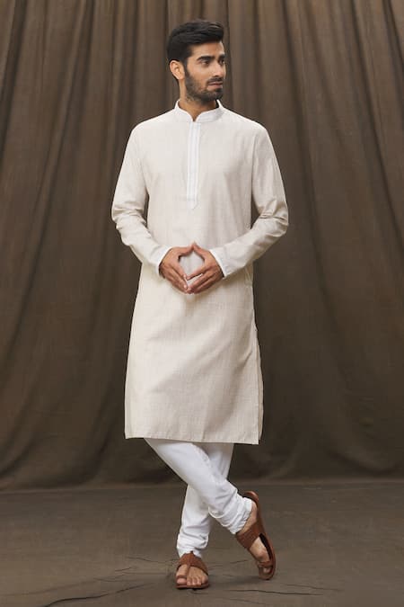 Samyukta Singhania Cream Kurta Poly Cotton Plain Set 