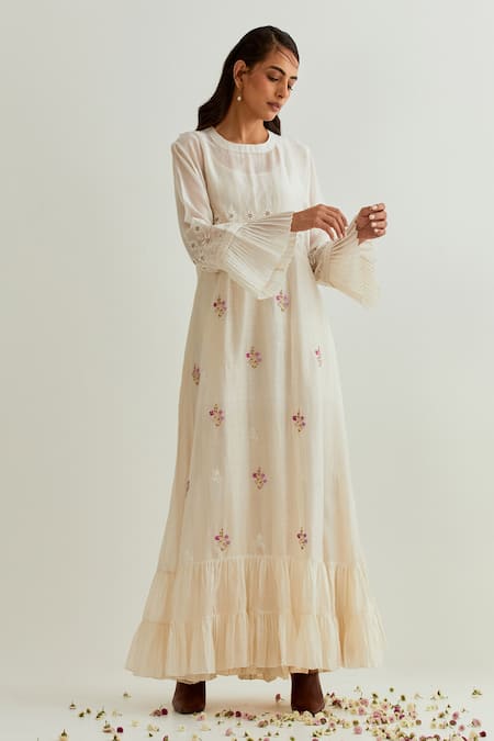 Ivory embroidered outlet maxi dress