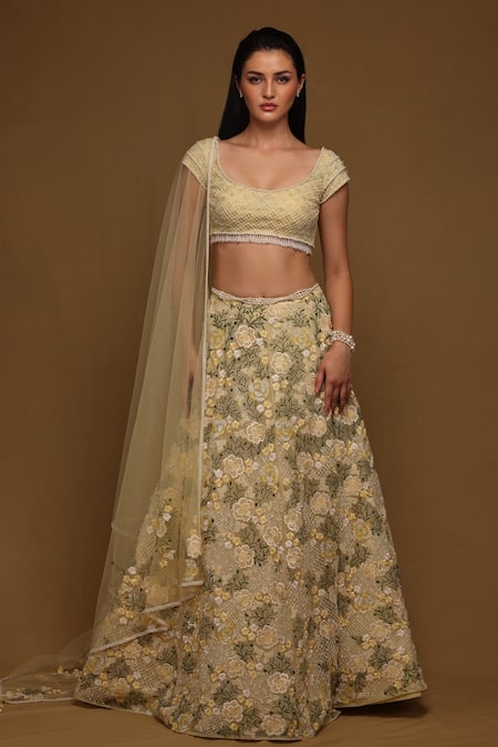 Shriya Som Flower Bloom Embroidered Lehenga Set 