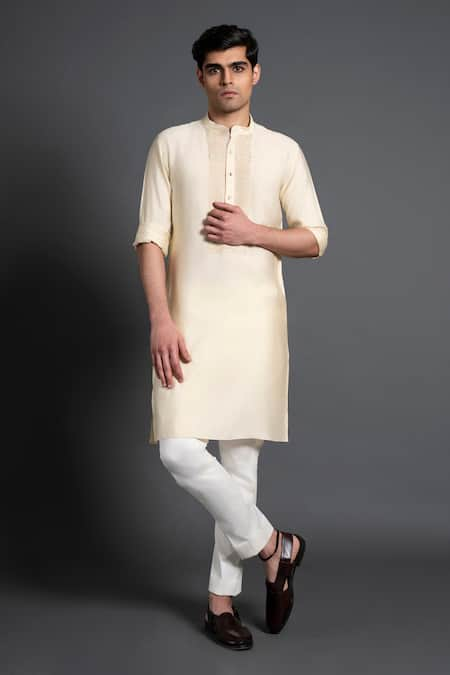 Raghavendra Rathore Jodhpur Silk Embroidered Yoke Kurta 