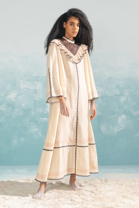 Ikai Nile Yoke Cut-Work Maxi Dress 