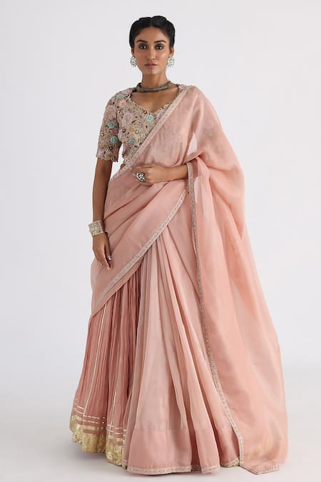 Smriti by Anju Agarwal Inaya Pleated Skirt Saree With Blouse 